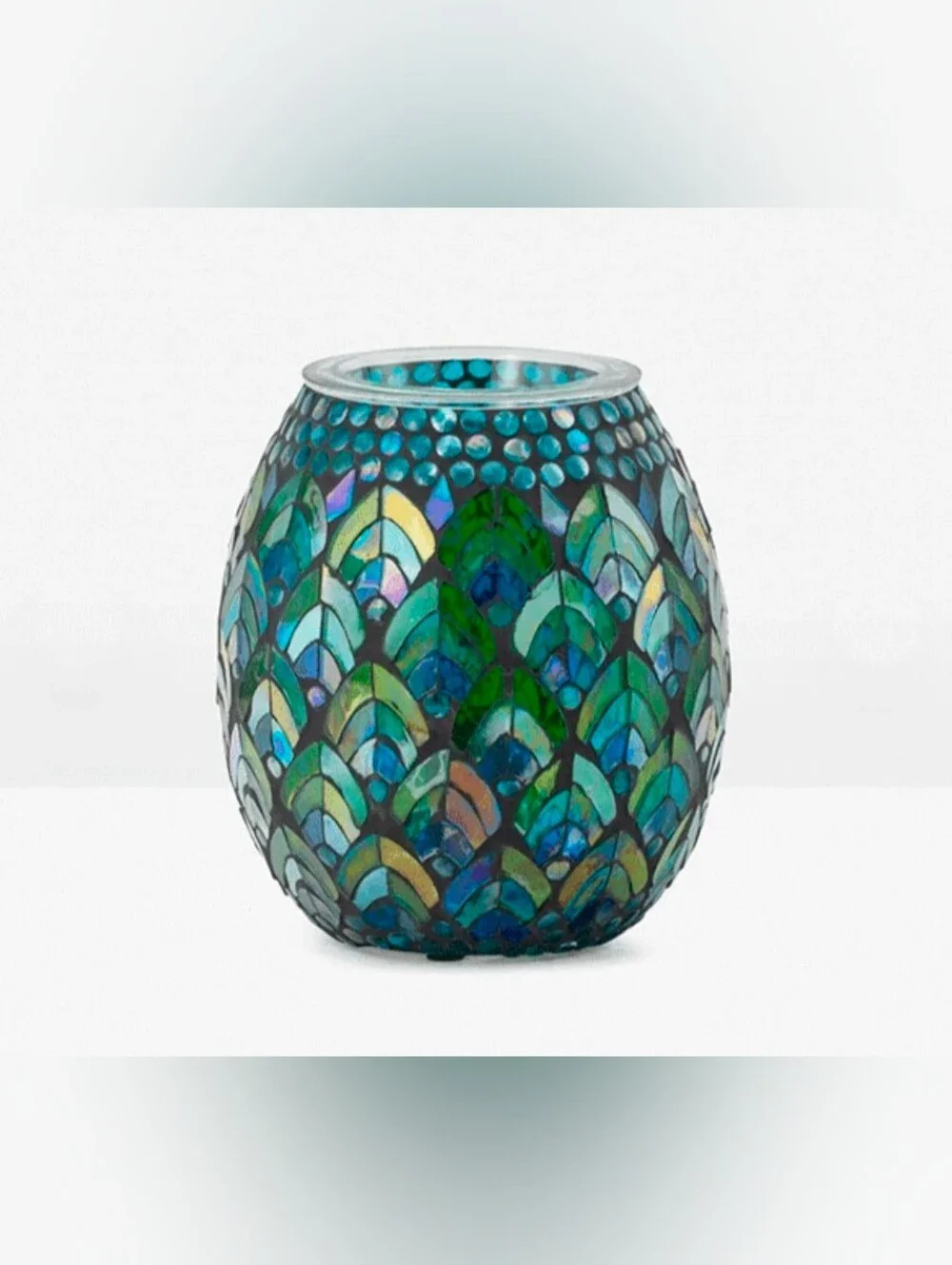 Flaunt Your Feathers Glass Mosaic Wax Warmer • Retired BNIB